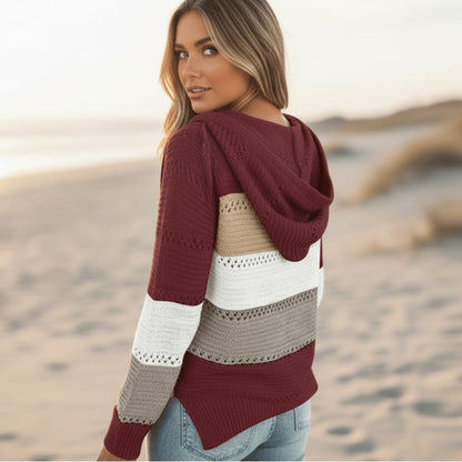 Women's Hooded Striped Knit Sweater