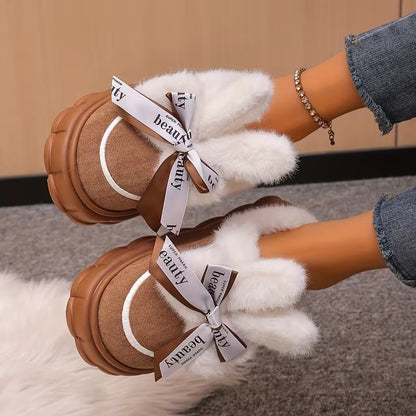 Women's Bow Detail Lined Slippers