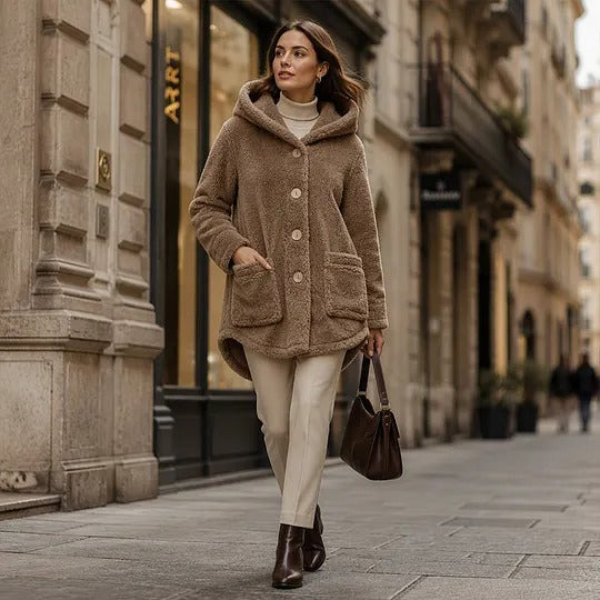Women's Hooded Button-Front Coat