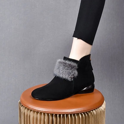 Women's Ankle Boots with Fluffy Trim