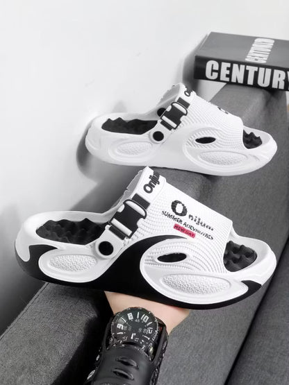 Men’s Textured Thick-Sole Slide Sandals