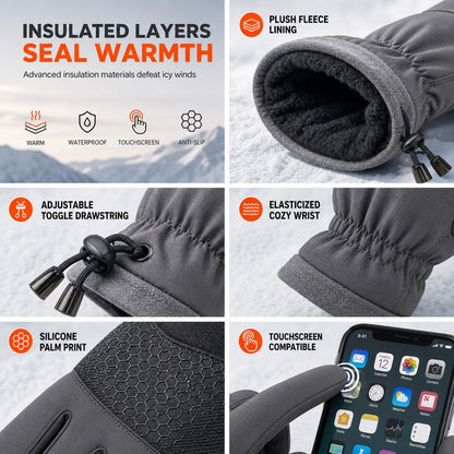 Touchscreen Gloves with Fleece-Lined Cuffs