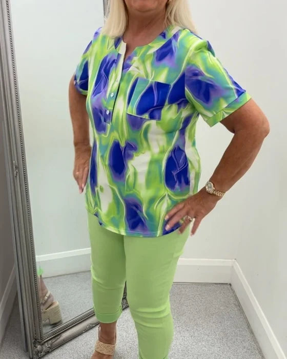Women’s Ombre Henley Top with Pocket