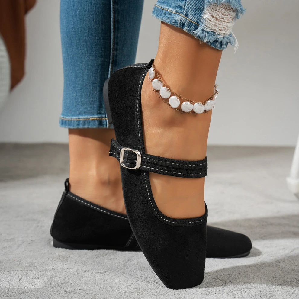 Women's Buckle Strap Pointed-Toe Flat Shoes