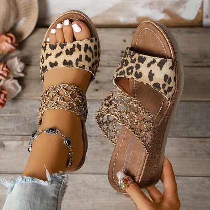 Women's Double-Strap Wedge Mule Sandals
