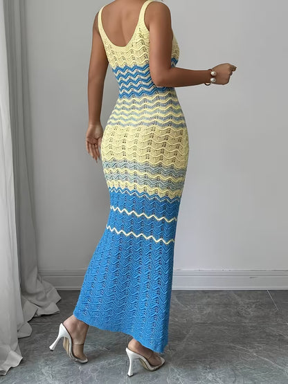 Women's Crochet Knit Sleeveless Maxi Dress