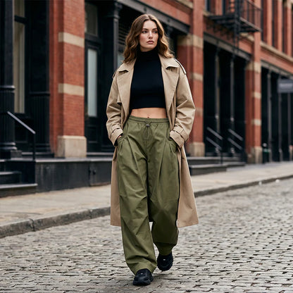 Women's Pleated Balloon Leg Drawstring Pants