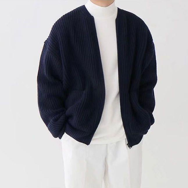 Men's Ribbed Knit Zip Cardigan