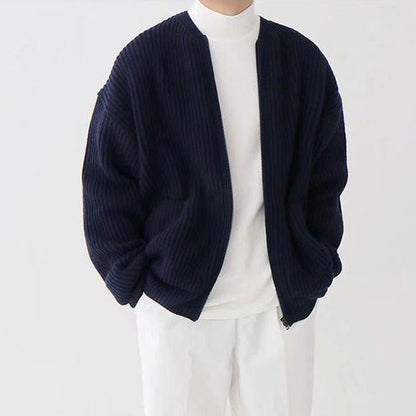 Men's Ribbed Knit Zip Cardigan