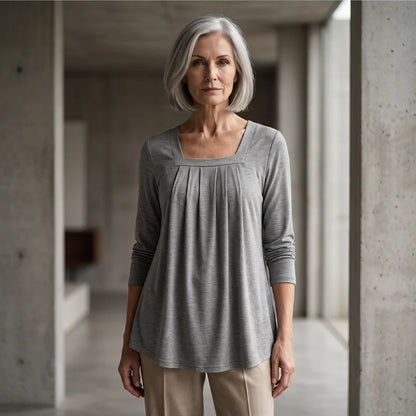 Women's Pleated Square Neck Top