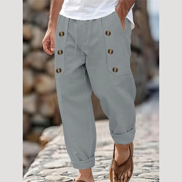 Men's Button Detail Casual Pants