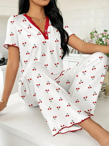 Women's Printed Two-Piece Pajama Set