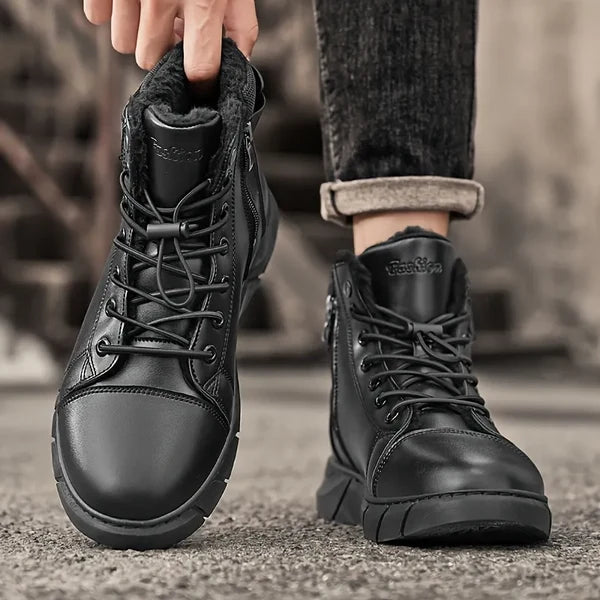 Men's Lace-Up Buckle Strap Boots