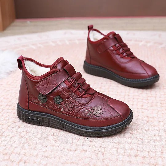 Women's Floral Embroidered Lace-Up Shoes