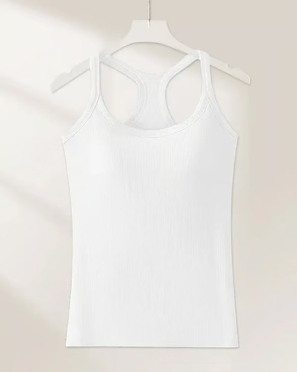 Women’s Ribbed Tank Top with Built-In Bra