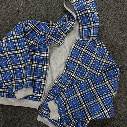 Unisex Reversible Plaid Hoodie
