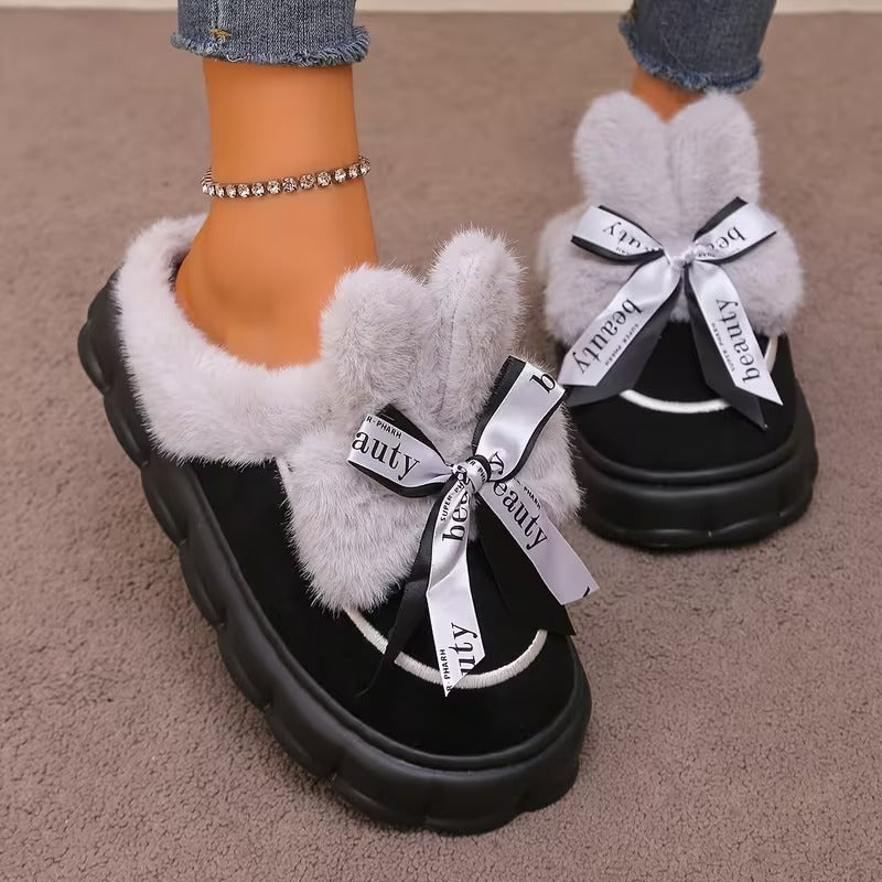 Women's Bow Detail Lined Slippers