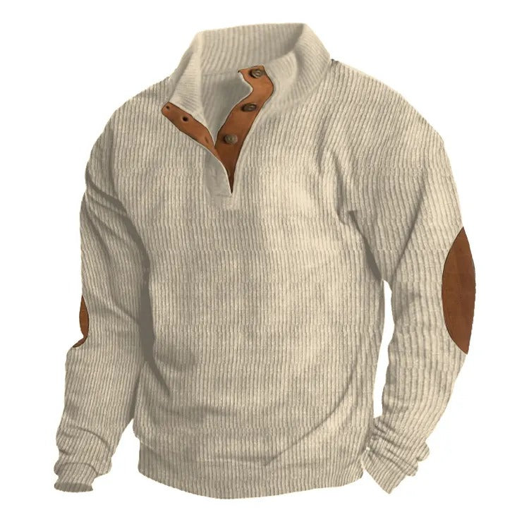 Men's Stand Collar Button Pullover