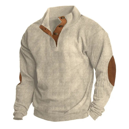 Men's Stand Collar Button Pullover