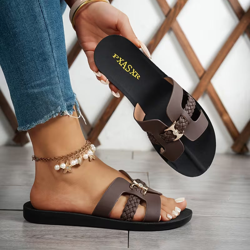 Women's Woven Strap Slide Sandals