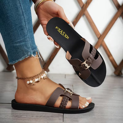 Women's Woven Strap Slide Sandals