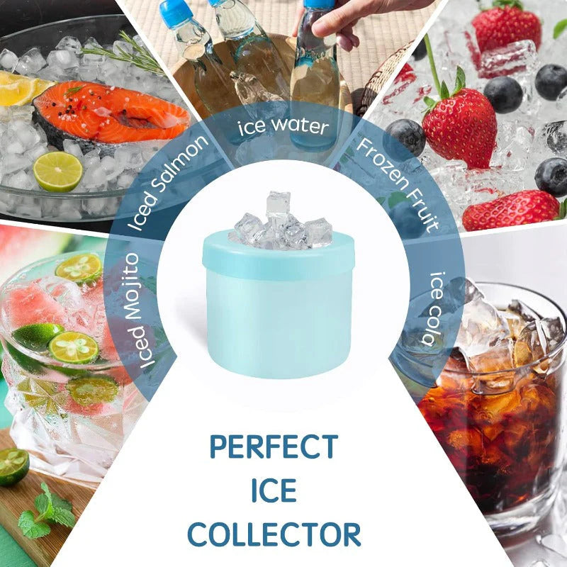 2-in-1 Silicone Ice Cube Maker & Ice Storage Bucket