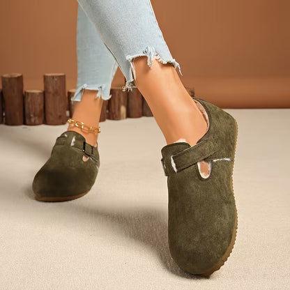 Women's Buckle Detail Lined Loafers