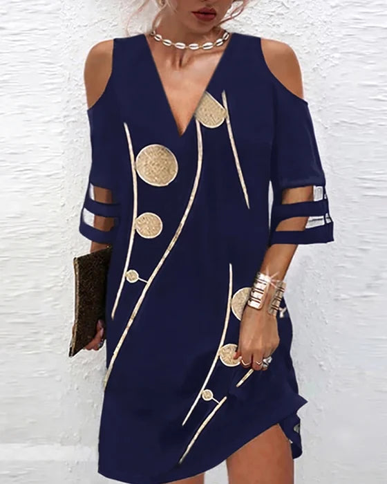 Women's Cold Shoulder V-Neck Dress