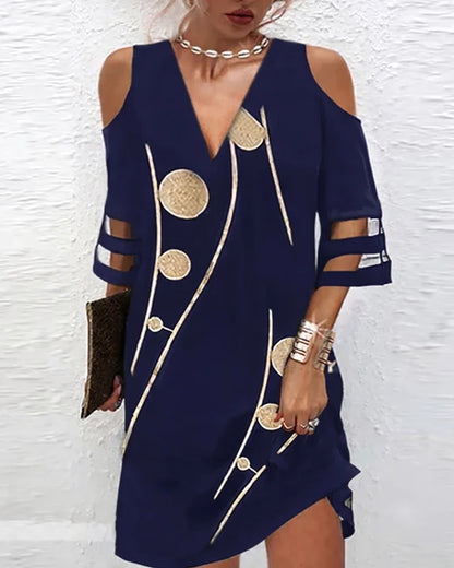 Women's Cold Shoulder V-Neck Dress
