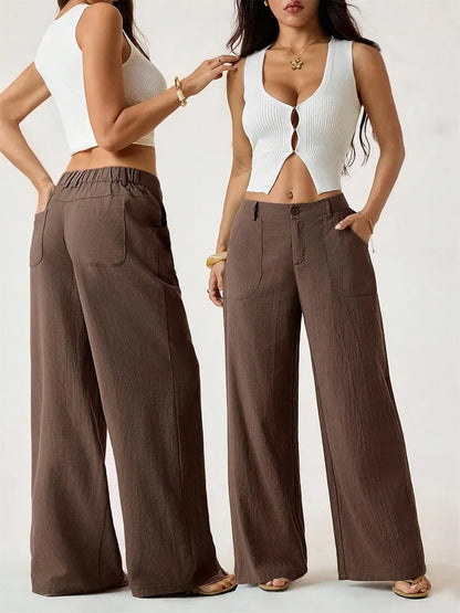 Women’s Wide-Leg Linen-Look Palazzo Pants
