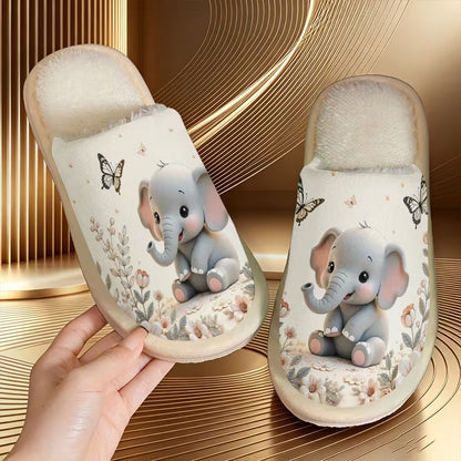 Unisex Elephant Print House Slippers