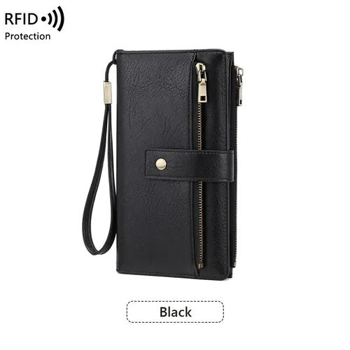 Women's Long Zip-Around Wallet With Wrist Strap