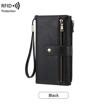 Women's Long Zip-Around Wallet With Wrist Strap