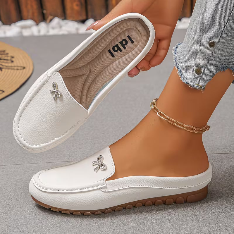 Women's Bow Detail Backless Loafers