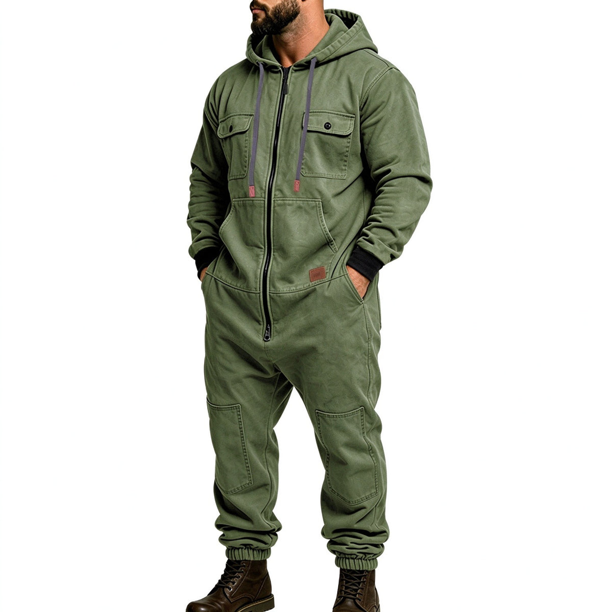 Men's Hooded Zip-Up Jumpsuit