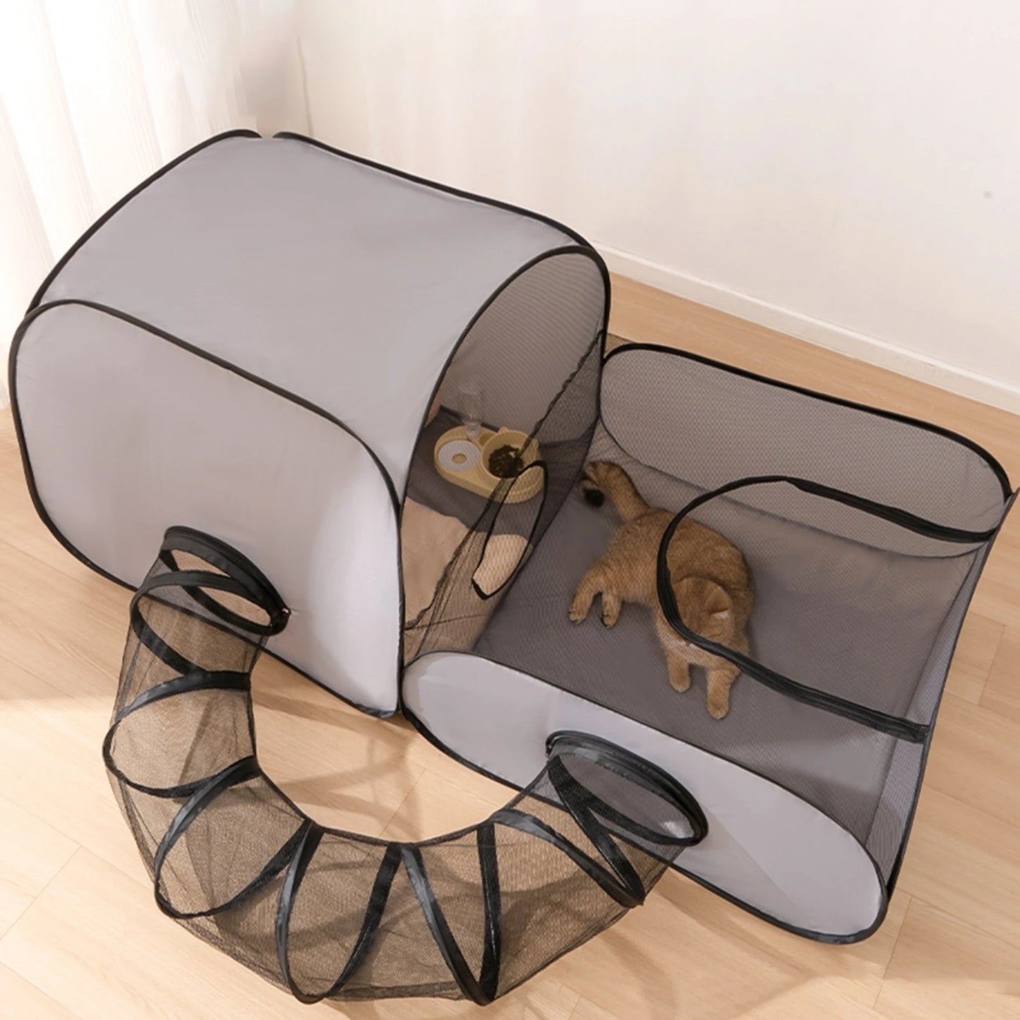 Cat Playpen with Connected Tunnel