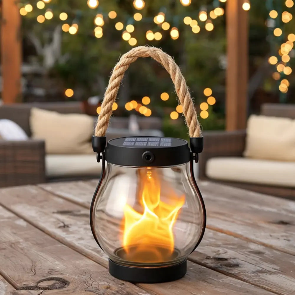 Solar Flame Effect Outdoor Lantern
