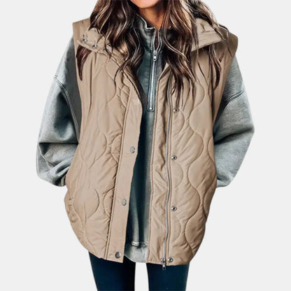 Women's Quilted Zip and Snap Button Vest