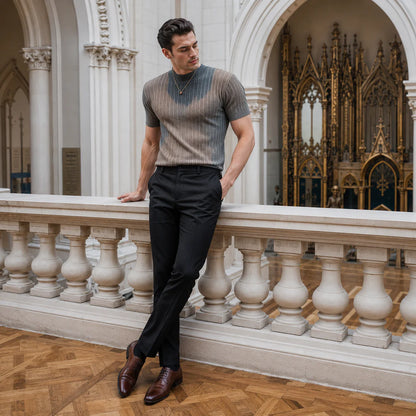 Men’s Ribbed Mock Neck Knit Tee