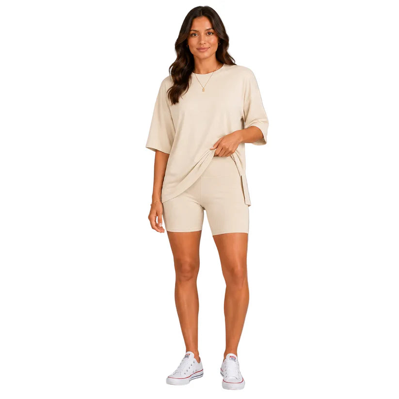 Women's Relaxed Tee & Biker Shorts Set