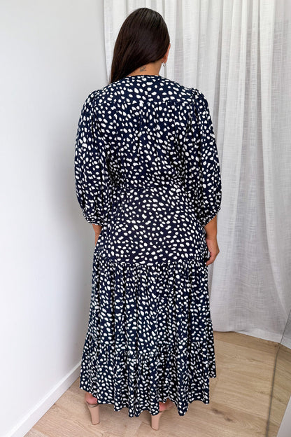 Flowy Printed V-Neck Maxi Dress