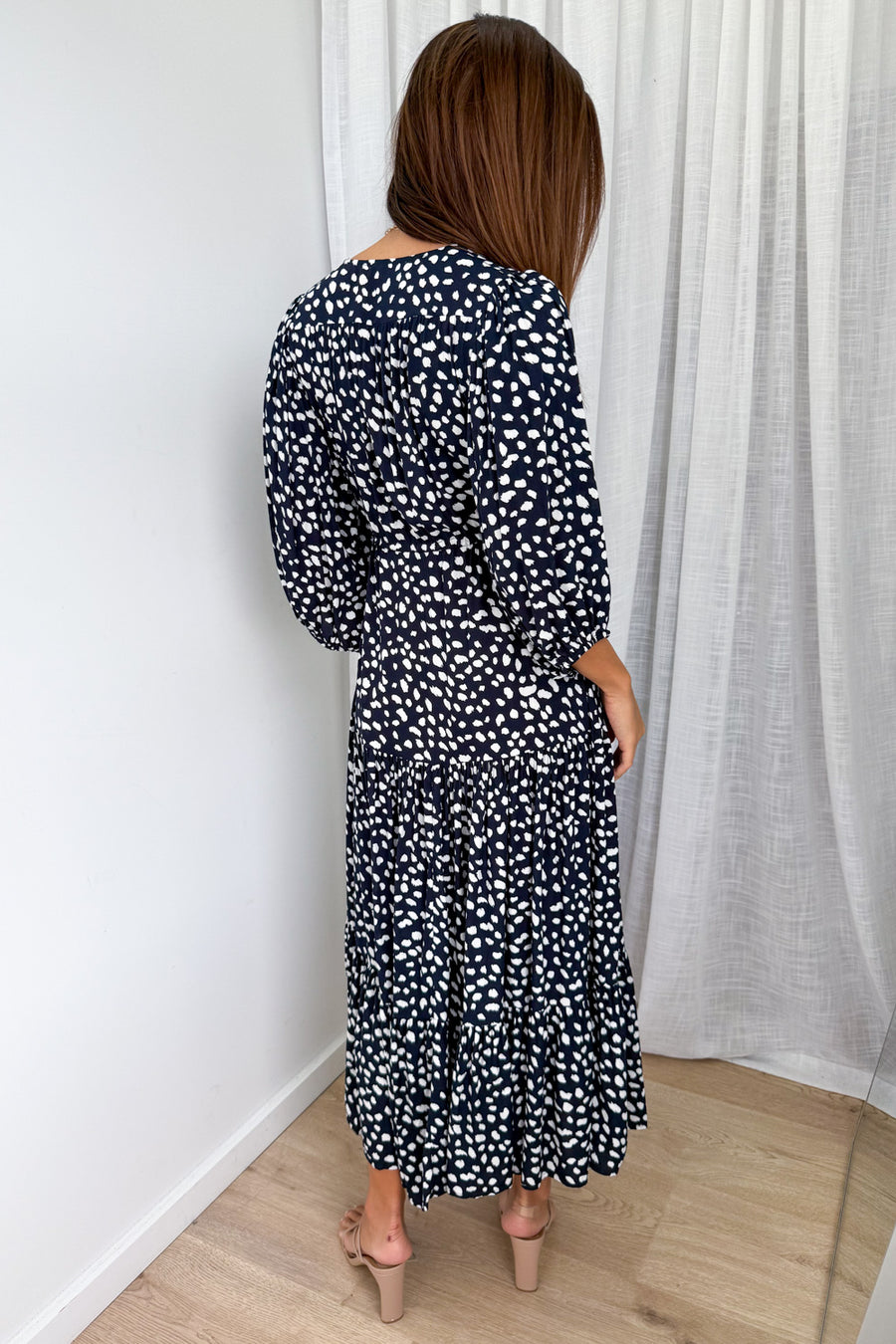 Flowy Printed V-Neck Maxi Dress