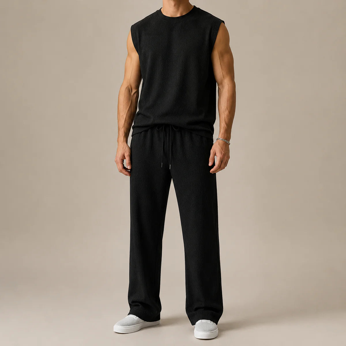 Men's Sleeveless Knit Pants Set
