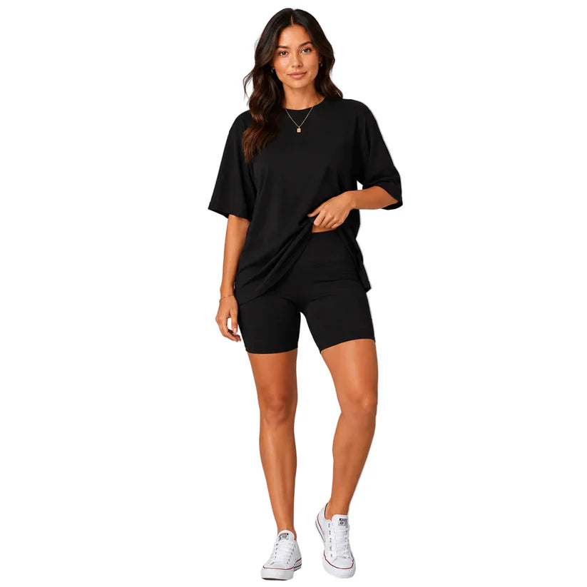 Women's Relaxed Tee & Biker Shorts Set