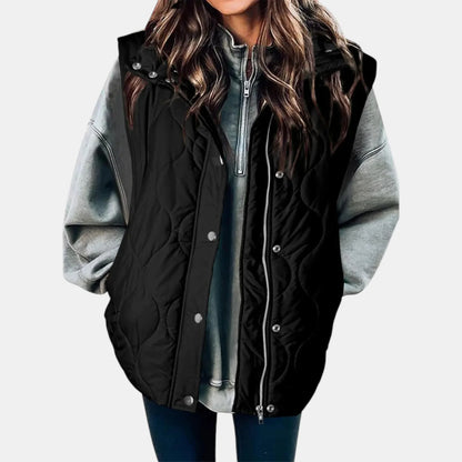 Women's Quilted Zip and Snap Button Vest