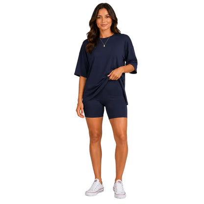 Women's Relaxed Tee & Biker Shorts Set