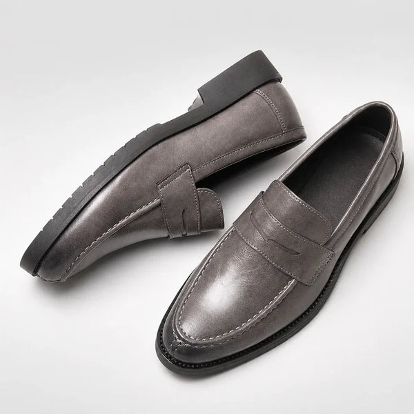 Men’s Square Toe Leather-Look Loafers