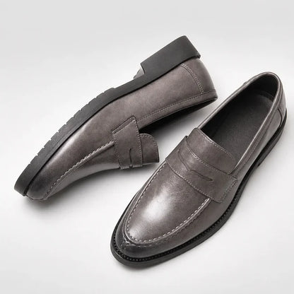 Men’s Square Toe Leather-Look Loafers