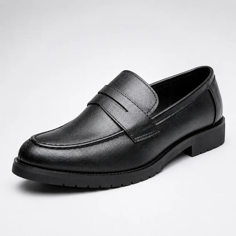 Men’s Square Toe Leather-Look Loafers