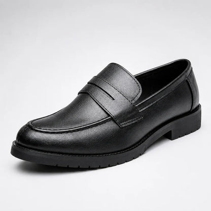 Men’s Square Toe Leather-Look Loafers